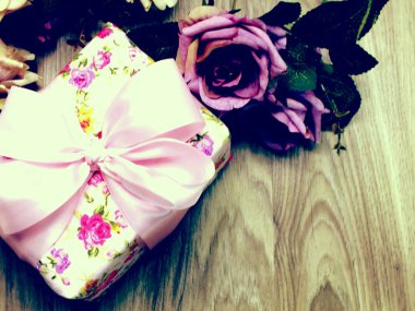 hediye kutusu alan arka plan ile mevcut Üstten Görünüm