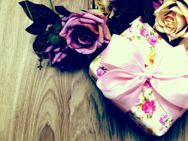 hediye kutusu alan arka plan ile mevcut Üstten Görünüm