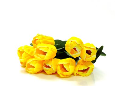 Beyaz arka plan üzerinde izole yapay Lale çiçek buketi