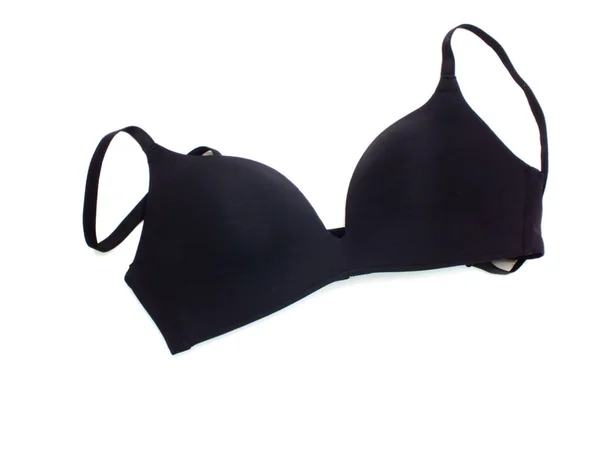 Soutien Gorge Femme Noir Isolé Sur Fond Blanc — Photo