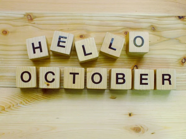 Hello October Wooden Block — Stock Photo, Image