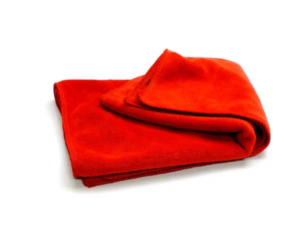 Mikrowłókien Czerwony Ręcznik Białym Tle — Zdjęcie stockowe