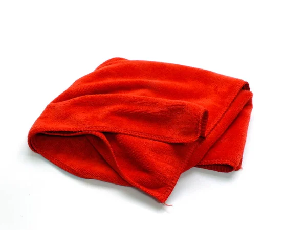 Red Micro Fiber Towel Isolated White Background — Stock Photo, Image