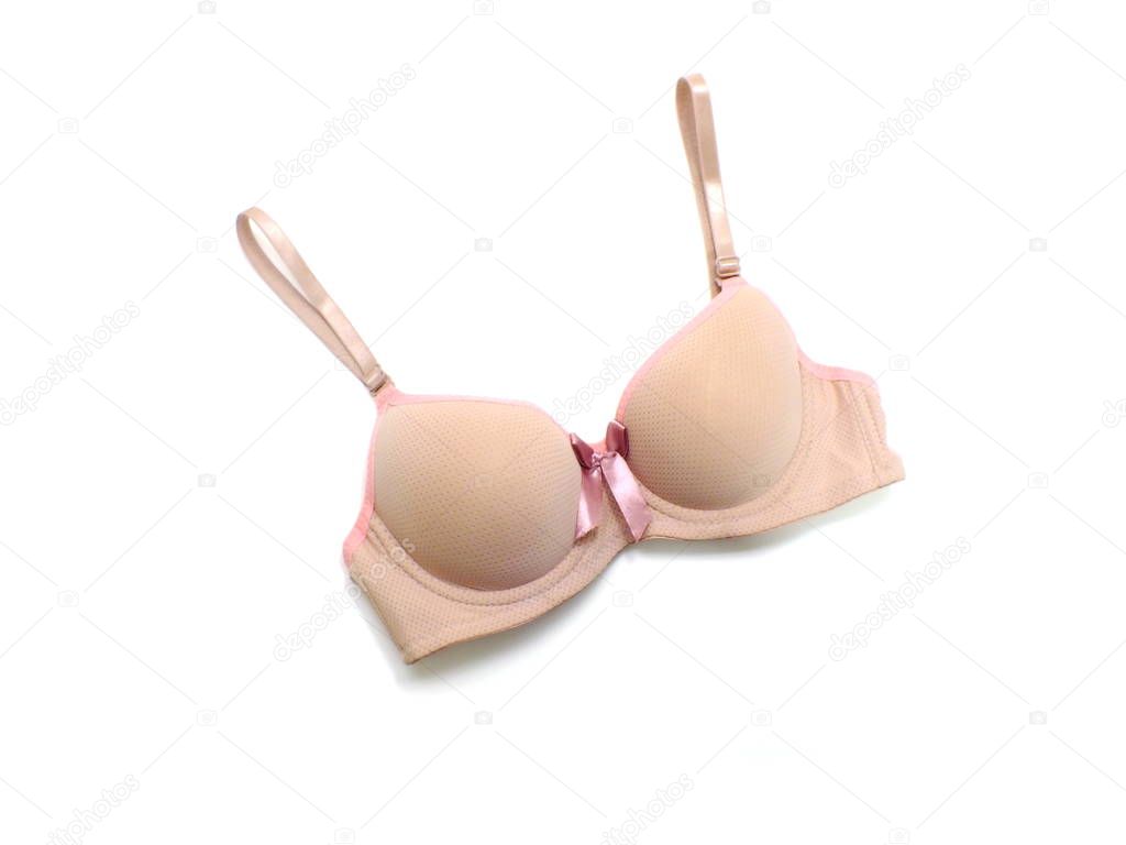 pink bra isolated on white background