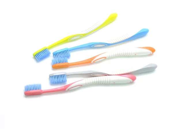 Beyaz Arka Plan Üzerinde Izole Çok Renkli Diş Fırçaları — Stok fotoğraf