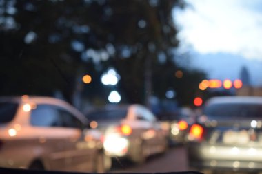 Acele saat kavramı soyut bulanık bokeh ışıkları trafik sıkışıklığı city Road, defocused