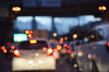 Acele saat kavramı soyut bulanık bokeh ışıkları trafik sıkışıklığı city Road, defocused