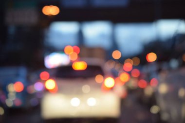 Acele saat kavramı soyut bulanık bokeh ışıkları trafik sıkışıklığı city Road, defocused