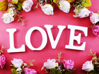 Sevgililer günü arka plan alfabe kelime aşk