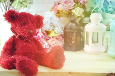 oyuncak ayı ve vintage mum ev dekorasyon nesnesi için öğesi ile ışık