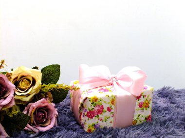 hediye kutusu alan arka plan ile mevcut Üstten Görünüm