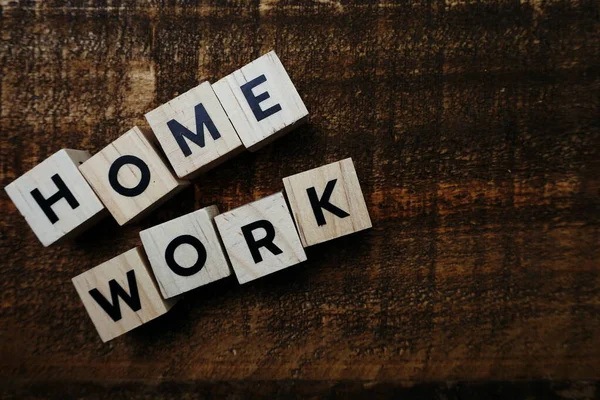 Home Lettere Alfabetiche Lavoro Sfondo Legno — Foto Stock