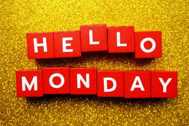 Merhaba Pazartesi alfabe harfi sarı simli arkaplan