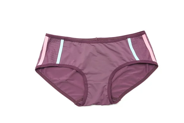Flat Lay Purple Panties Isolated White Background — 图库照片