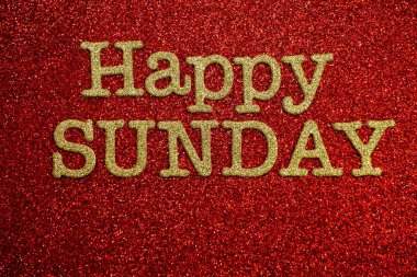Happy Sunday alphabet letter on red glitter background