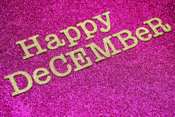 Happy December Alphabet Letters Pink Glitter Background — Stok Foto