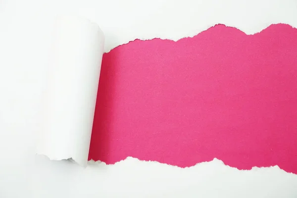 Papier Gescheurd Met Ruimte Kopie Roze Achtergrond — Stockfoto
