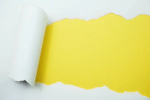 Paper Torn Space Copy Yellow Background — Stock Photo, Image