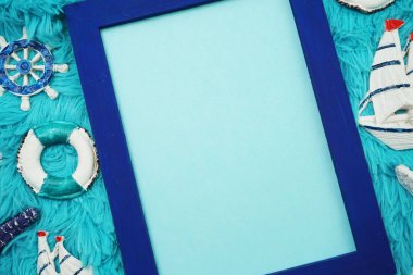 Deniz deniz dekorasyonu ile fotoğraf çerçevesi kadar Mock