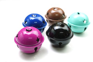 colorful sleigh bell on white background