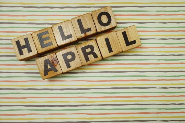 Hello April Alphabet Letters Colorful Stripes Background — Stock Photo, Image