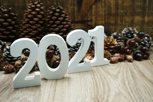Feliz Ano Novo 2021 Fundo Festivo Com Árvore Natal Pinho — Fotografia de Stock