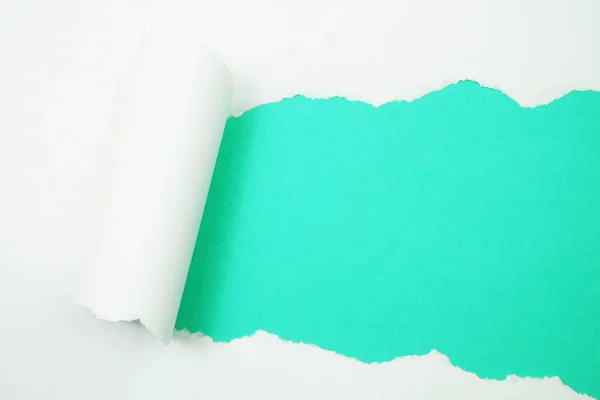 Paper Torn Space Copy Green Background — Stock Photo, Image