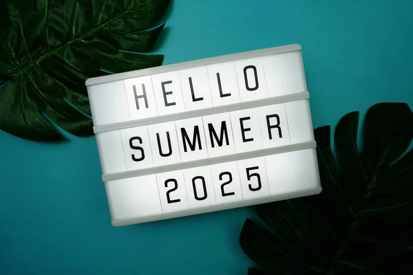 Hello Summer 2025 word in light box