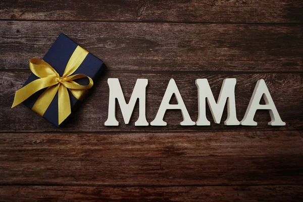 Mama Alphabet Letter Wooden Background — Stock Photo, Image