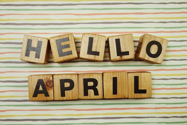 Hello April Alphabet Letters Colorful Stripes Background — Stock Photo, Image