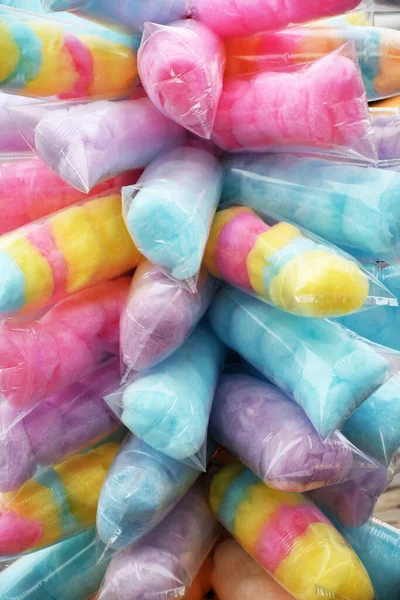 Colorful Sweet Cotton Candy Plastic Pagkage — Stock Photo, Image