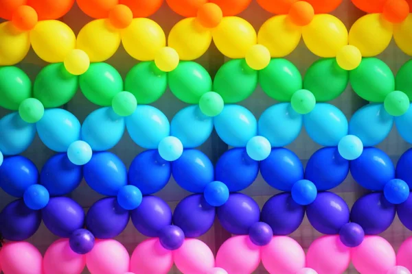 Balões Coloridos Parede Decoração Fundo — Fotografia de Stock