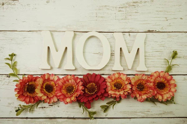 Mamma Och Blomma Dekoration Mors Dag Bakgrund — Stockfoto