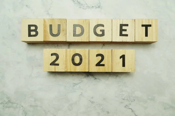 Rozpočet 2021 Písmena Abecedy Mramorovém Pozadí — Stock fotografie