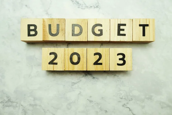 Rozpočet 2023 Písmena Abecedy Mramorovém Pozadí — Stock fotografie