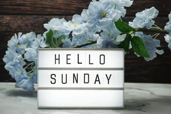 Hello Sunday word in light box with Flowers Decoration