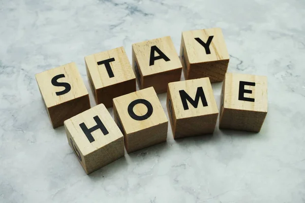 Stay Home Alfabeto Letra Sobre Fondo Mármol — Foto de Stock