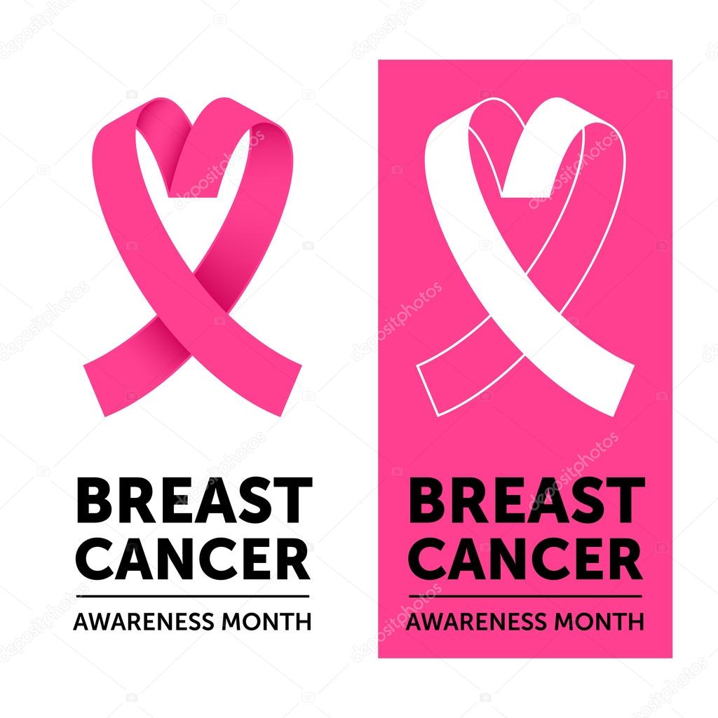 Breast Cancer pink awareness ribbon emblem banner