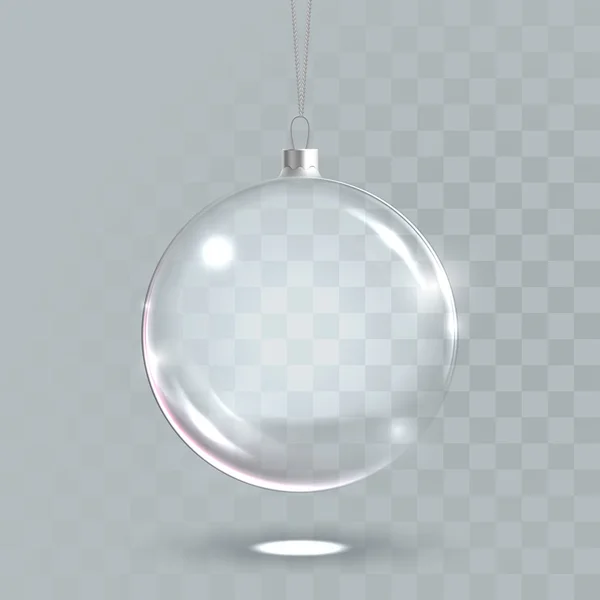 Transparent christmas glass ball 3D vector isolated — ストックベクタ