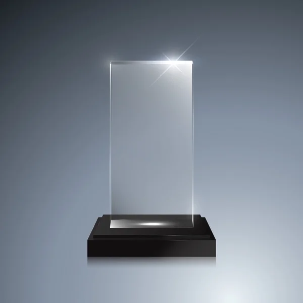 Premio trofeo de vidrio. Vector de cristal 3D maqueta — Archivo Imágenes Vectoriales