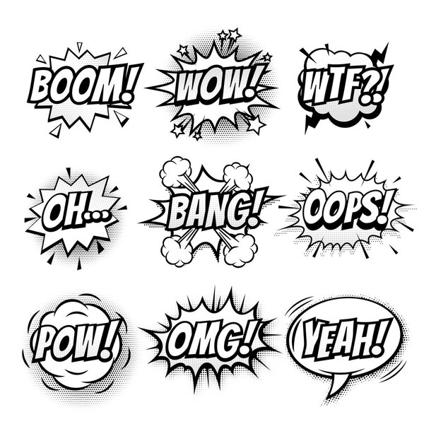 Vector comic speech doodle sketch bubbles set