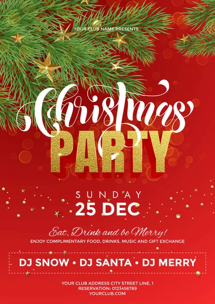 Christmas Party red flyer template — Stock Vector