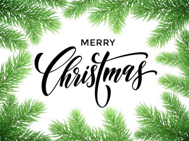 Neşeli Noel çam ağacı dalları kartı