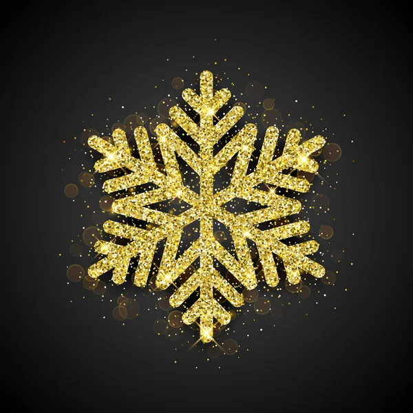 Χρυσό νιφάδα χιονιού χριστουγεννιάτικο με χρυσό glitter — Διανυσματικό Αρχείο
