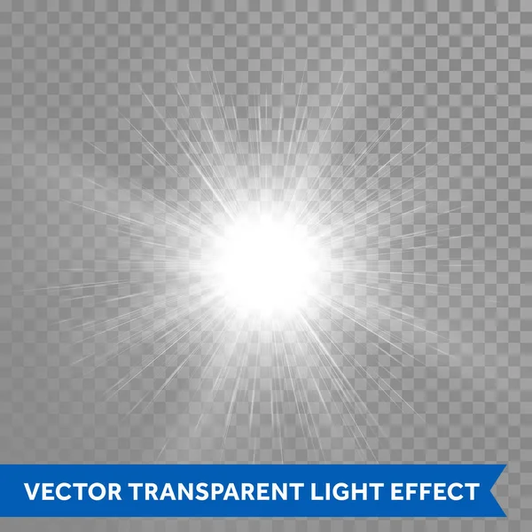 Bright shining sun. Star light burst magic effect — Stock Vector