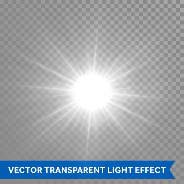 Ster licht. Uitbarsting zon glanseffect — Stockvector