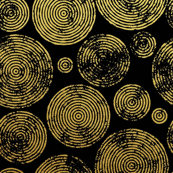 Abstrakt cirkulära ringar guld sömlösa mönster — Stock vektor