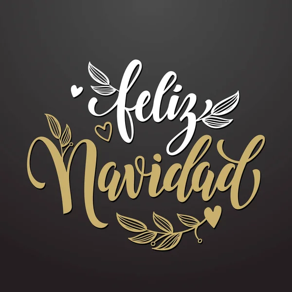 Feliz Navidad Spaans Merry Christmas tekst belettering — Stockvector