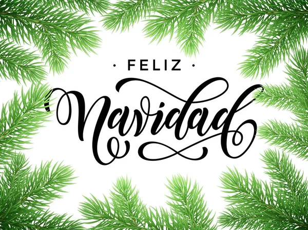 Español Feliz Navidad Feliz Navidad árbol ramas tarjeta — Vector de stock