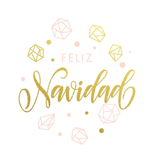 Feliz Navidad española Feliz Navidad adornos de brillo de oro — Vector de stock